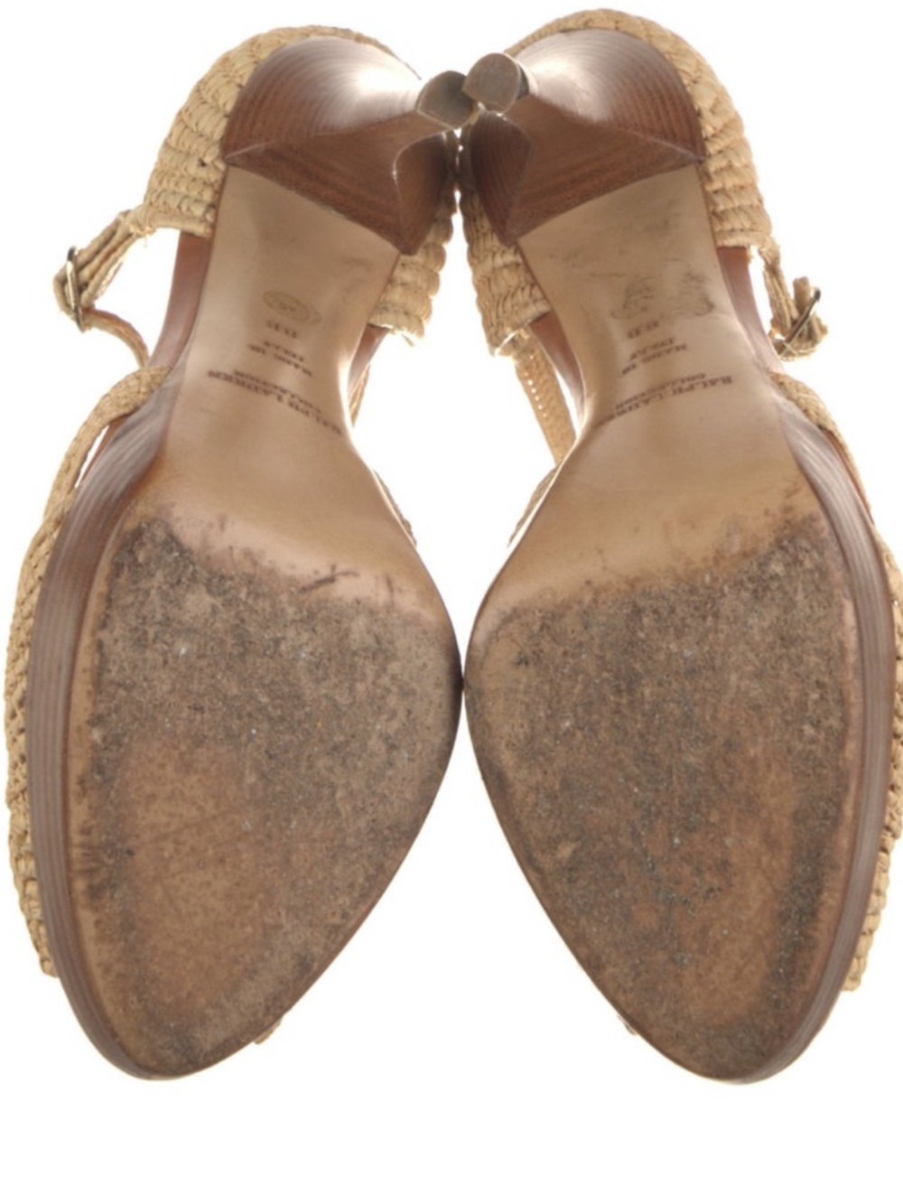 Ralph Lauren Purple Label Woven Beige T-Strap High Heels - Picture 5 of 5